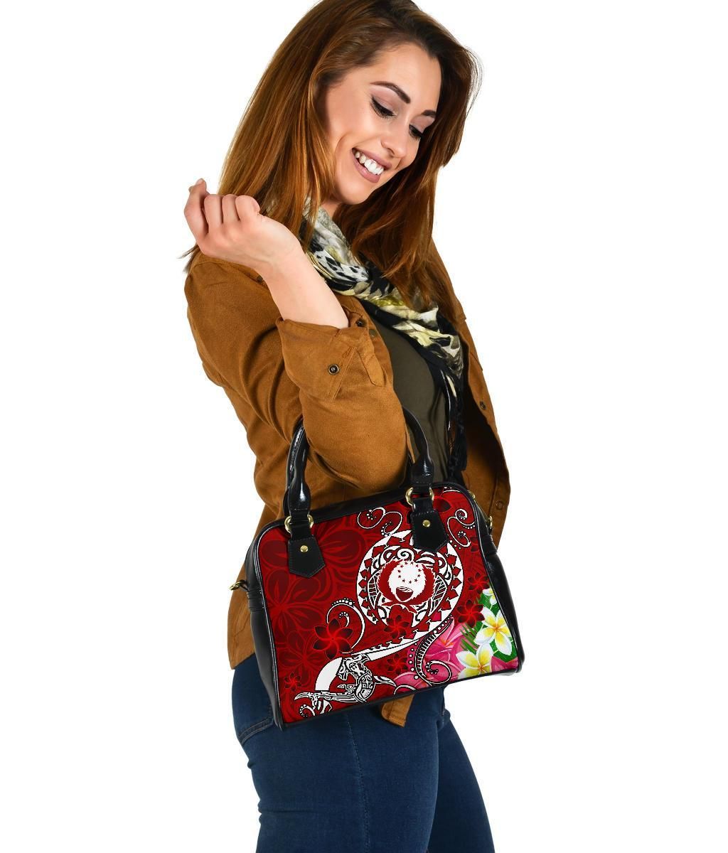 Pohnpei Shoulder Handbag - Turtle Plumeria (Red)