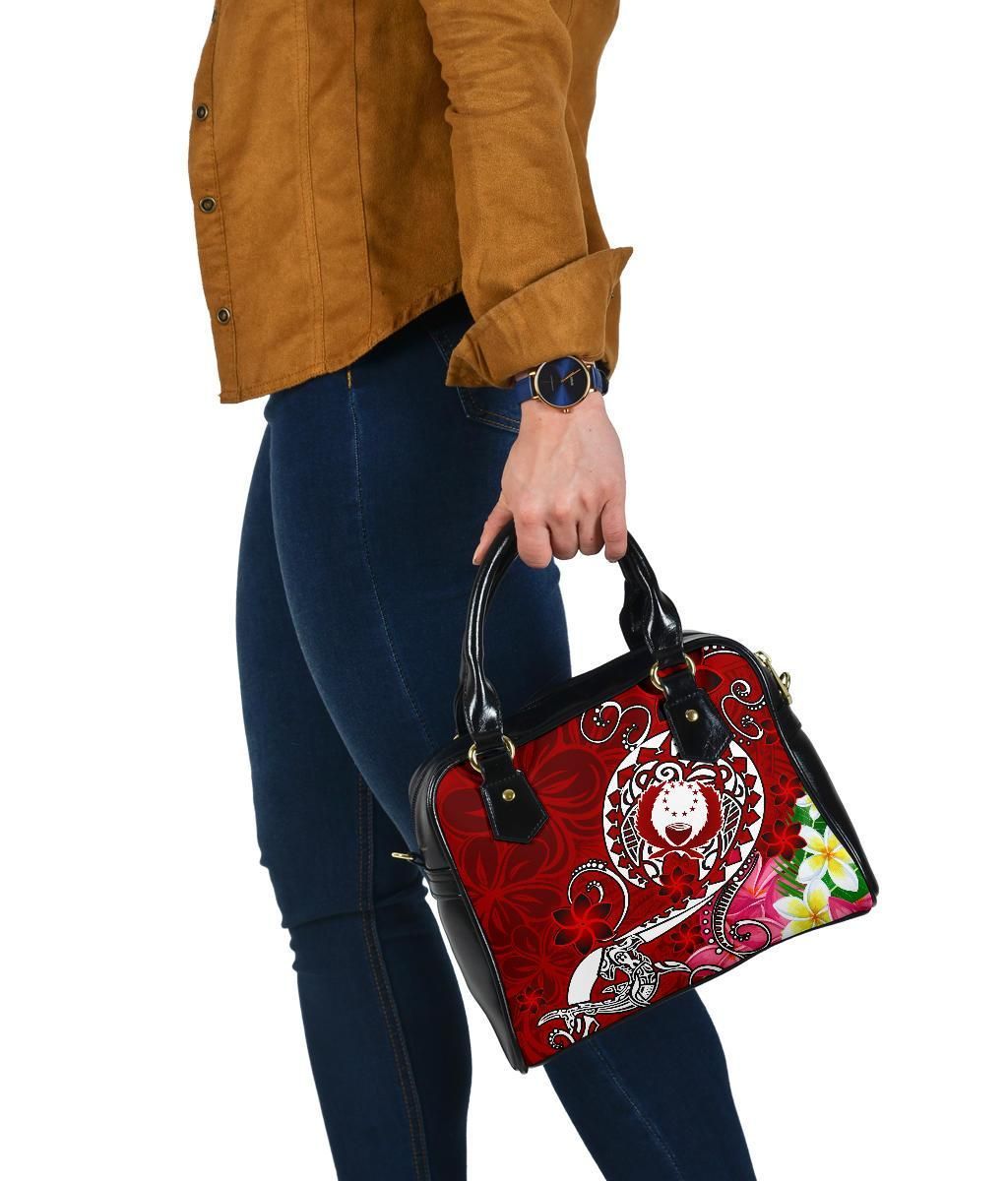 Pohnpei Shoulder Handbag - Turtle Plumeria (Red)