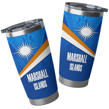 Marshall Islands Flag Color With Traditional Patterns Tumbler