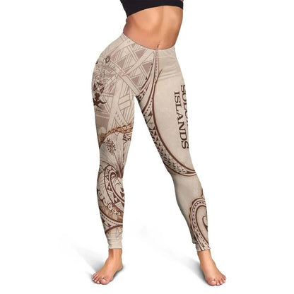 Solomon Islands Legging - Hibiscus Flowers Vintage Style