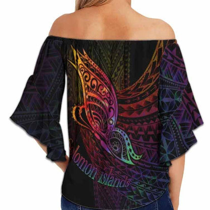 Solomon Islands Off Shoulder Wrap Waist Top - Butterfly Polynesian Style