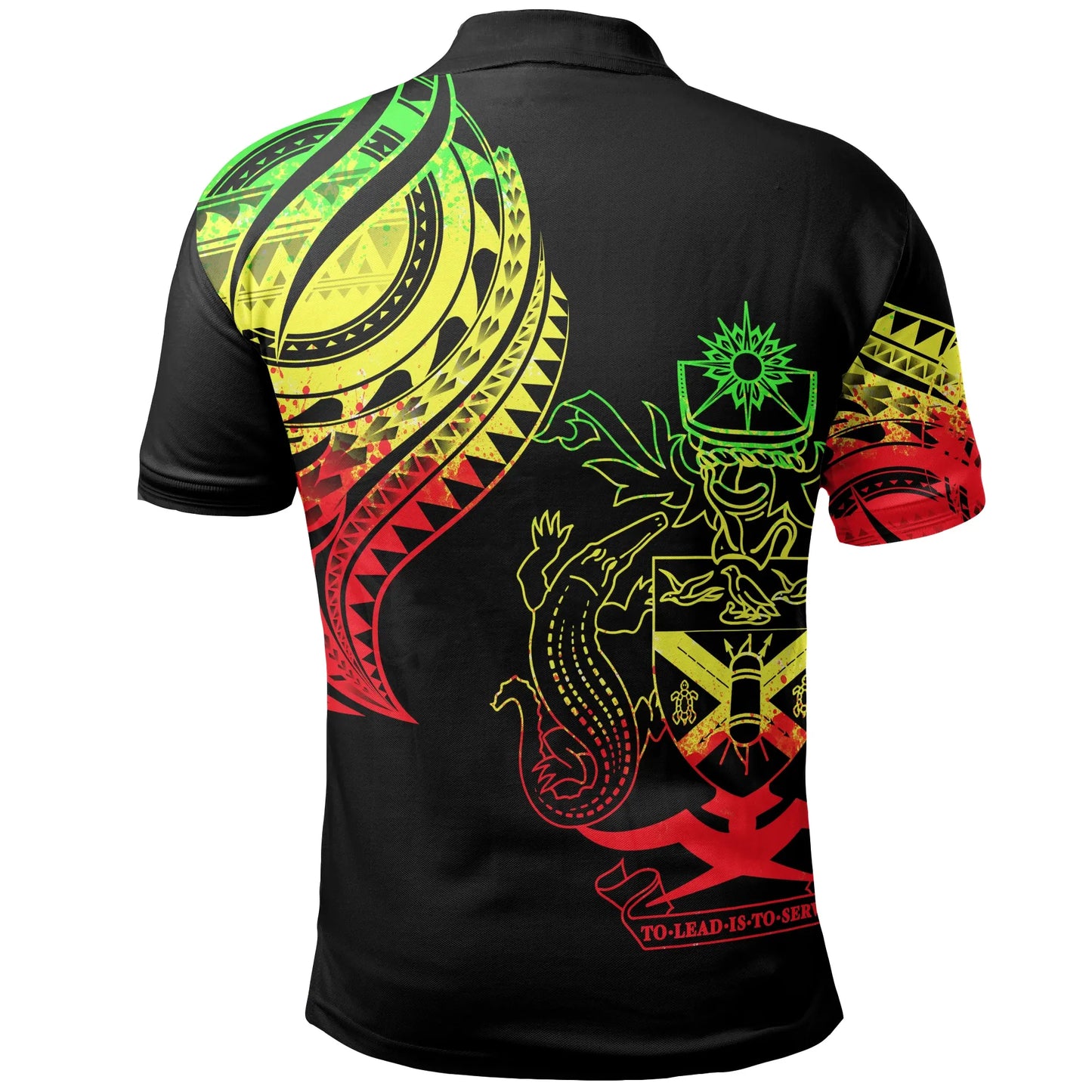 Solomon Islands Polo Shirt - Solomon Islands Tatau Reggae Patterns With Coat Of Arms
