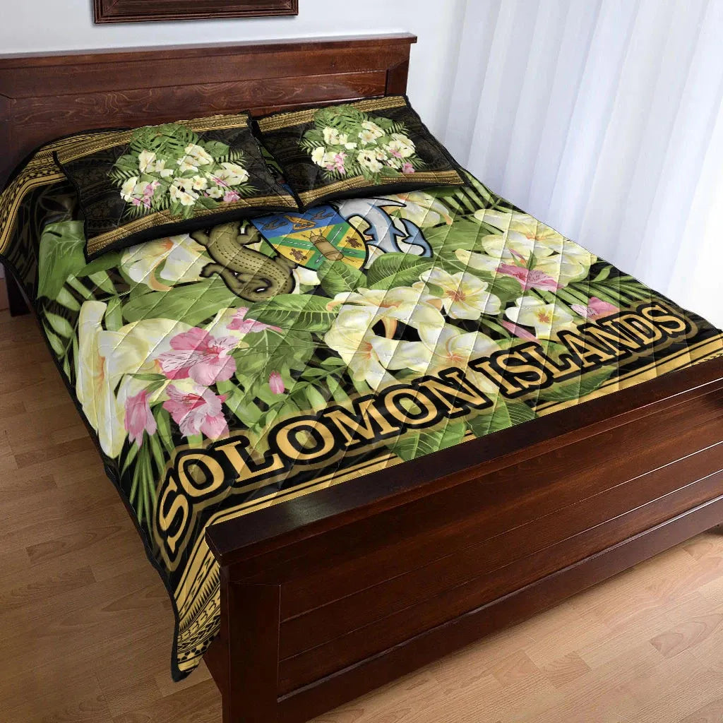 Solomon Islands Quilt Bed Set - Polynesian Gold Patterns Collection