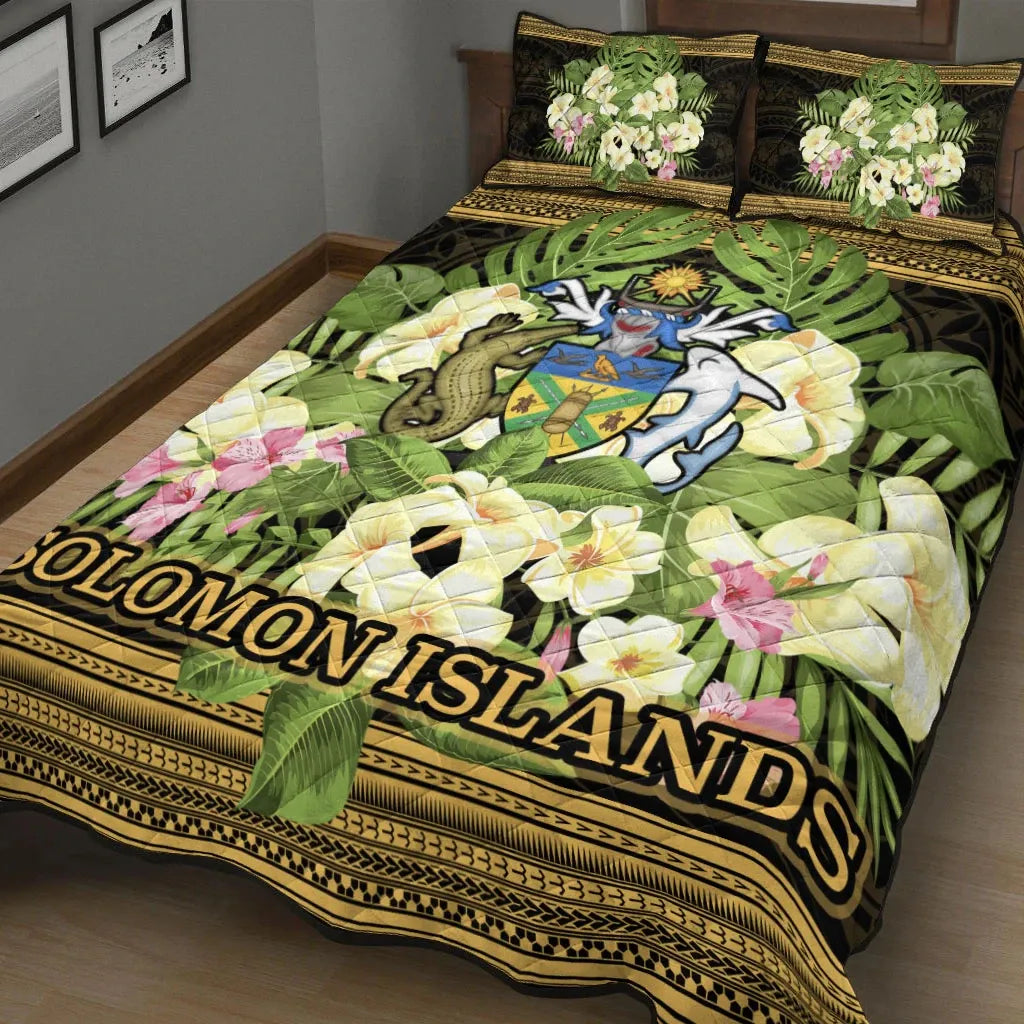 Solomon Islands Quilt Bed Set - Polynesian Gold Patterns Collection