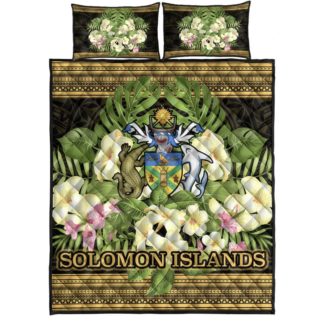 Solomon Islands Quilt Bed Set - Polynesian Gold Patterns Collection