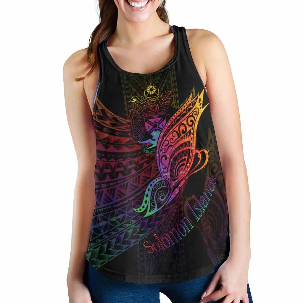 Solomon Islands Women Racerback Tank - Butterfly Polynesian Style