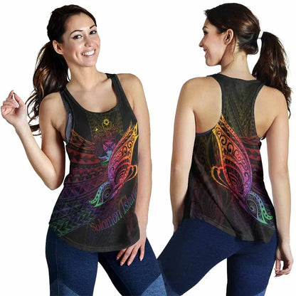 Solomon Islands Women Racerback Tank - Butterfly Polynesian Style