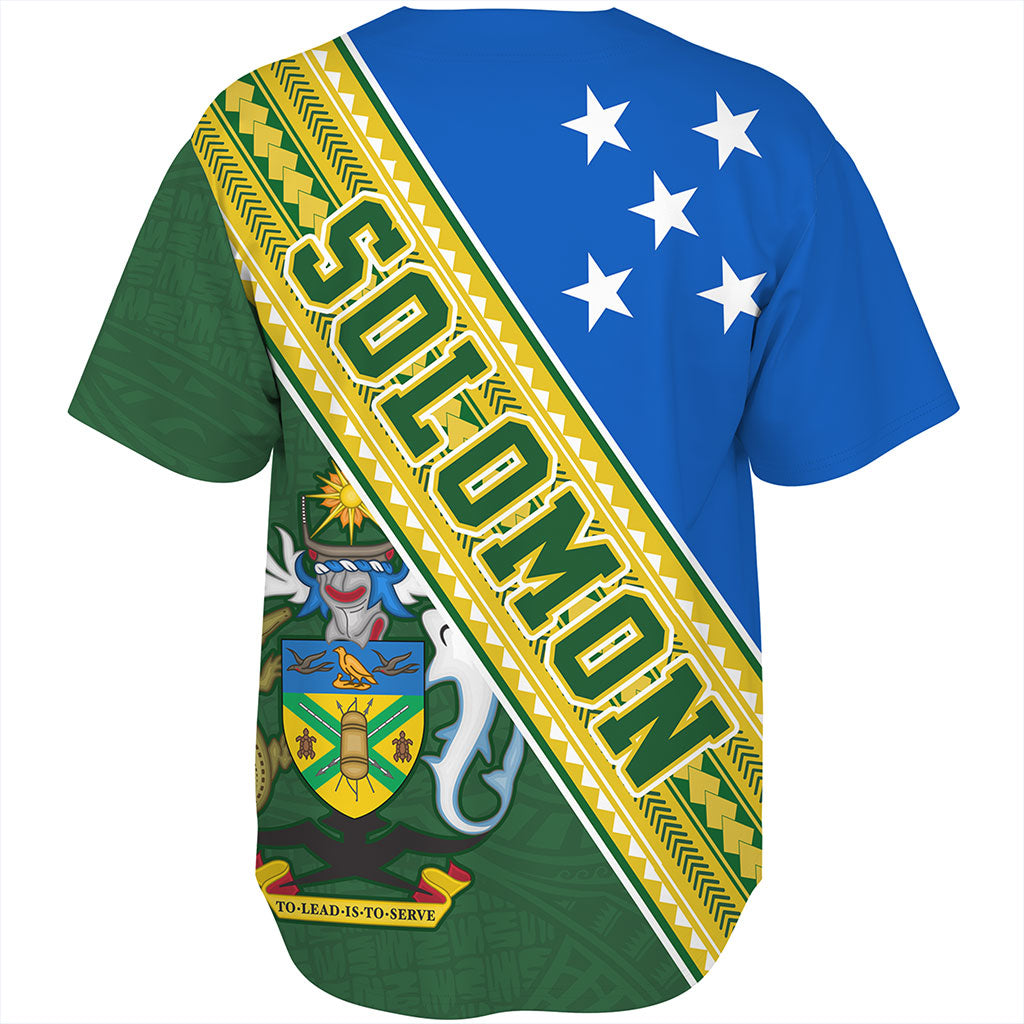 Solomon Islands Baseball Shirt Flag And Coat Of Arms