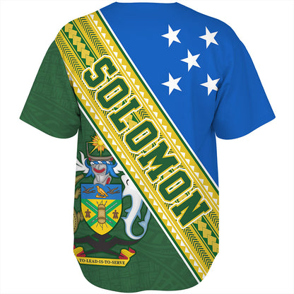 Solomon Islands Baseball Shirt Flag And Coat Of Arms