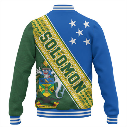 Solomon Islands Baseball Jacket Flag And Coat Of Arms