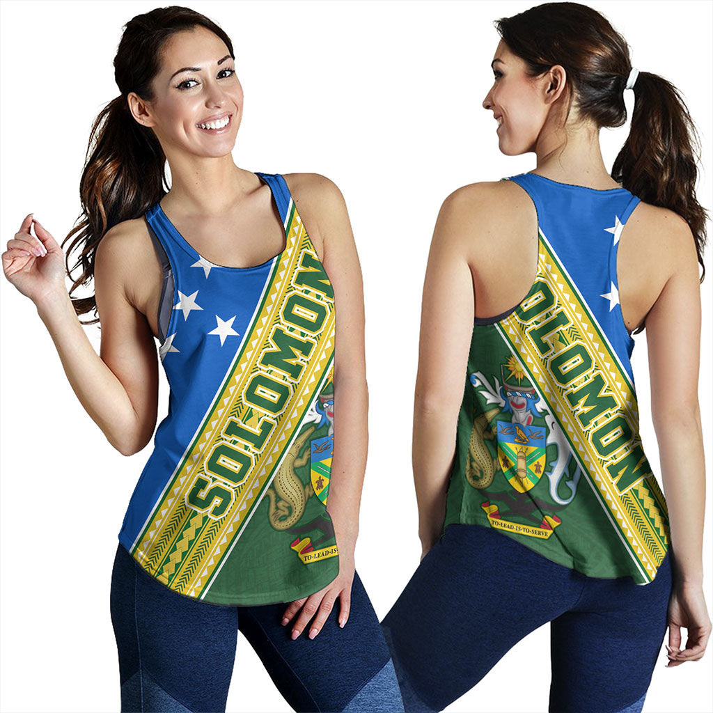Solomon Islands Women Tank Flag And Coat Of Arms