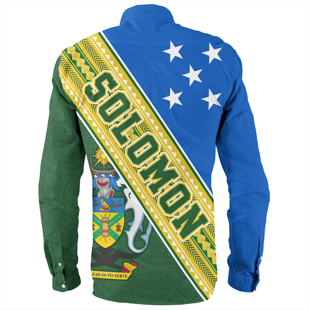 Solomon Islands Long Sleeve Shirt Flag And Coat Of Arms