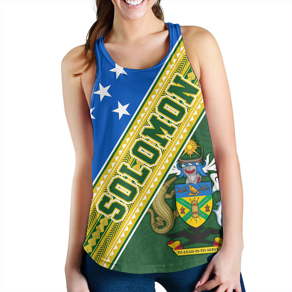 Solomon Islands Women Tank Flag And Coat Of Arms