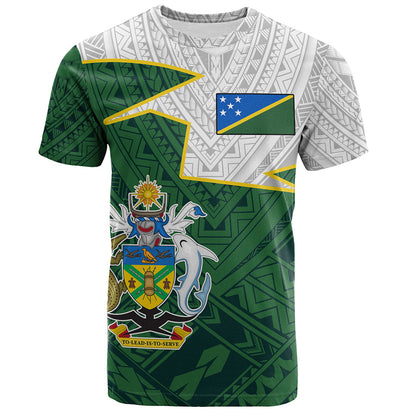 Solomon Islands T-Shirt Polynesian Tattoo Flag And Coat Of Arms