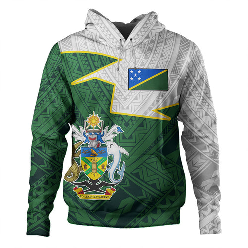 Solomon Islands Hoodie Polynesian Tattoo Flag And Coat Of Arms