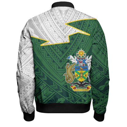 Solomon Islands Bomber Jacket Polynesian Tattoo Flag And Coat Of Arms
