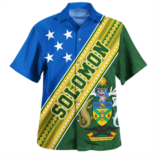 Solomon Islands Hawaiian Shirt Flag And Coat Of Arms