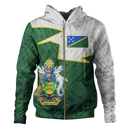 Solomon Islands Hoodie Polynesian Tattoo Flag And Coat Of Arms