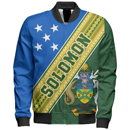 Solomon Islands Bomber Jacket Flag And Coat Of Arms