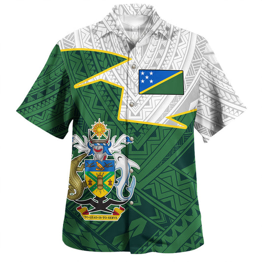 Solomon Islands Hawaiian Shirt Polynesian Tattoo Flag And Coat Of Arms