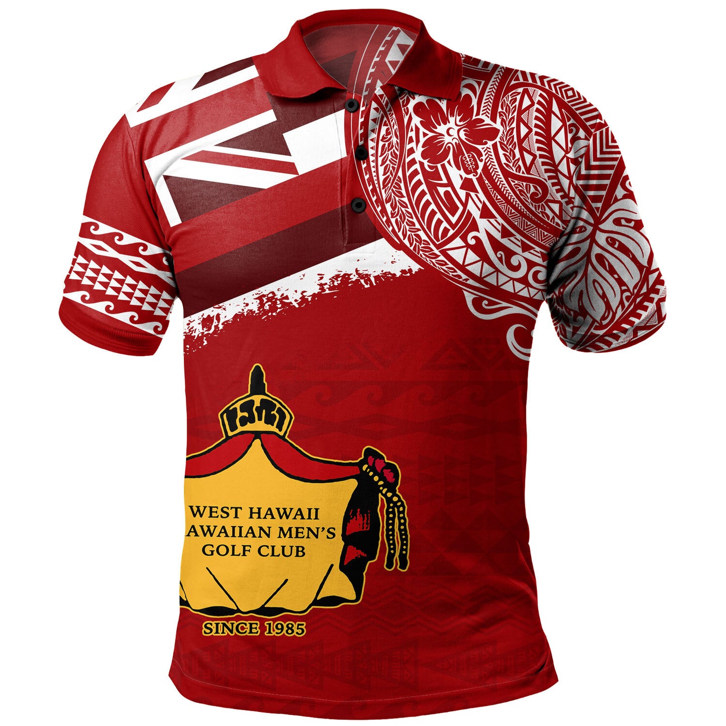 Hawaii Polo Shirt West Hawaii Hawaiian Men Gold Club