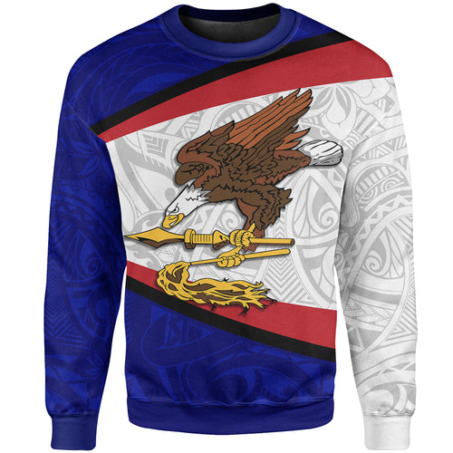 American Samoa Sweatshirt - American Samoa Polynesian Flag With Coat Of Arms