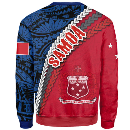 Samoa Sweatshirt - Samoa Coat Of Arms With Polynesian Tribal Flag Style