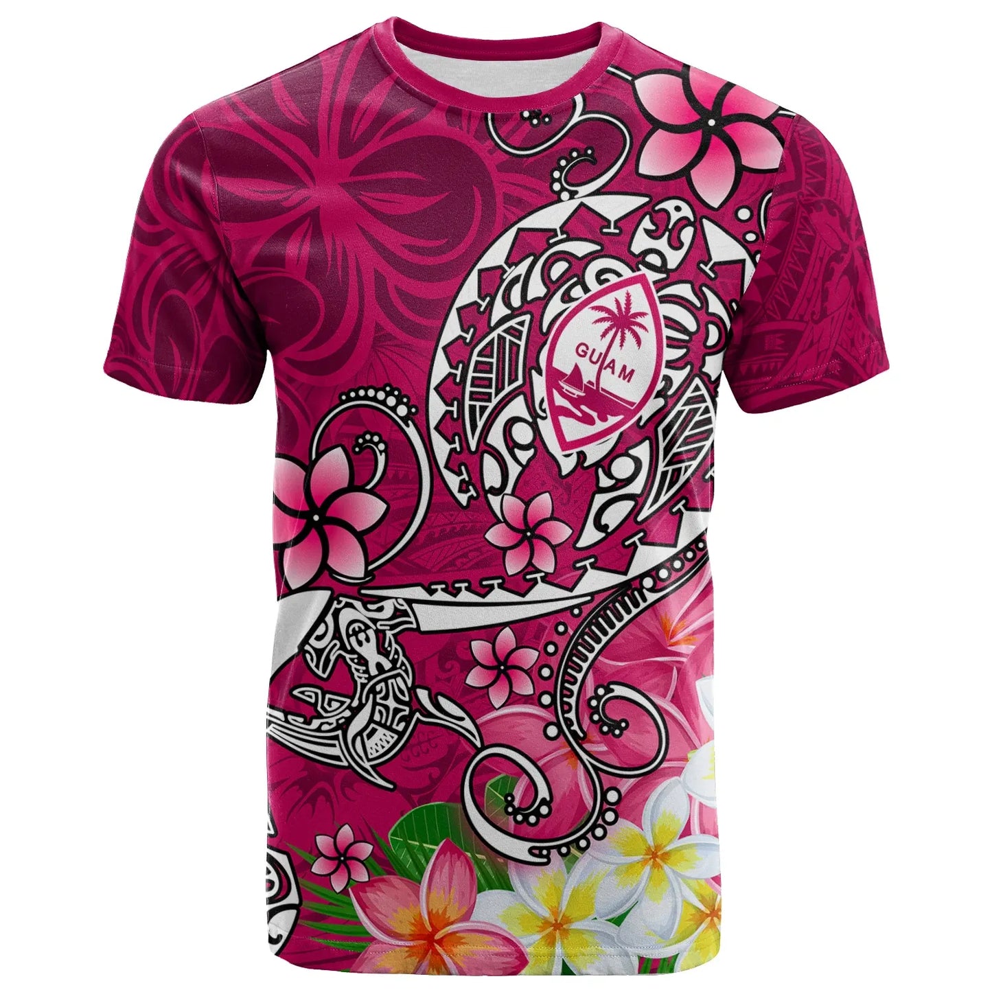 Guam T-Shirts - Turtle Plumeria (Pink)