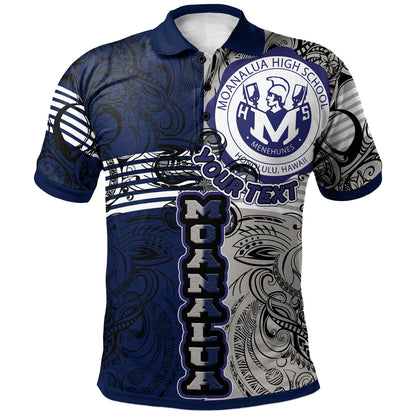 Hawaii Moanalua High School Custom Polo Shirt - Moanalua High School Polynesian With Falcon Pattern