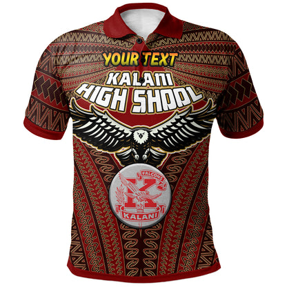 Hawaii Kalani High School Custom Polo Shirt - Kalani High School Polynesian With Falcon Pattern