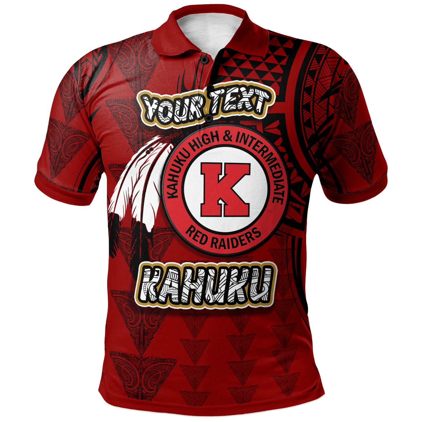 Hawaii Kahuku High & Intermediate School Custom Polo Shirt - Hawaii Kahuku High Polynesian School With Triangle Stylized Pattern