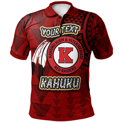 Hawaii Kahuku High & Intermediate School Custom Polo Shirt - Hawaii Kahuku High Polynesian School With Triangle Stylized Pattern