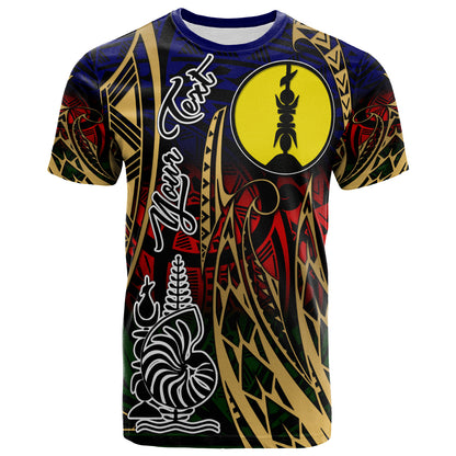 New Caledonia T-shirt - Custom New Caledonia Flag Coat Of Arms Polynesian Pattern T-shirt