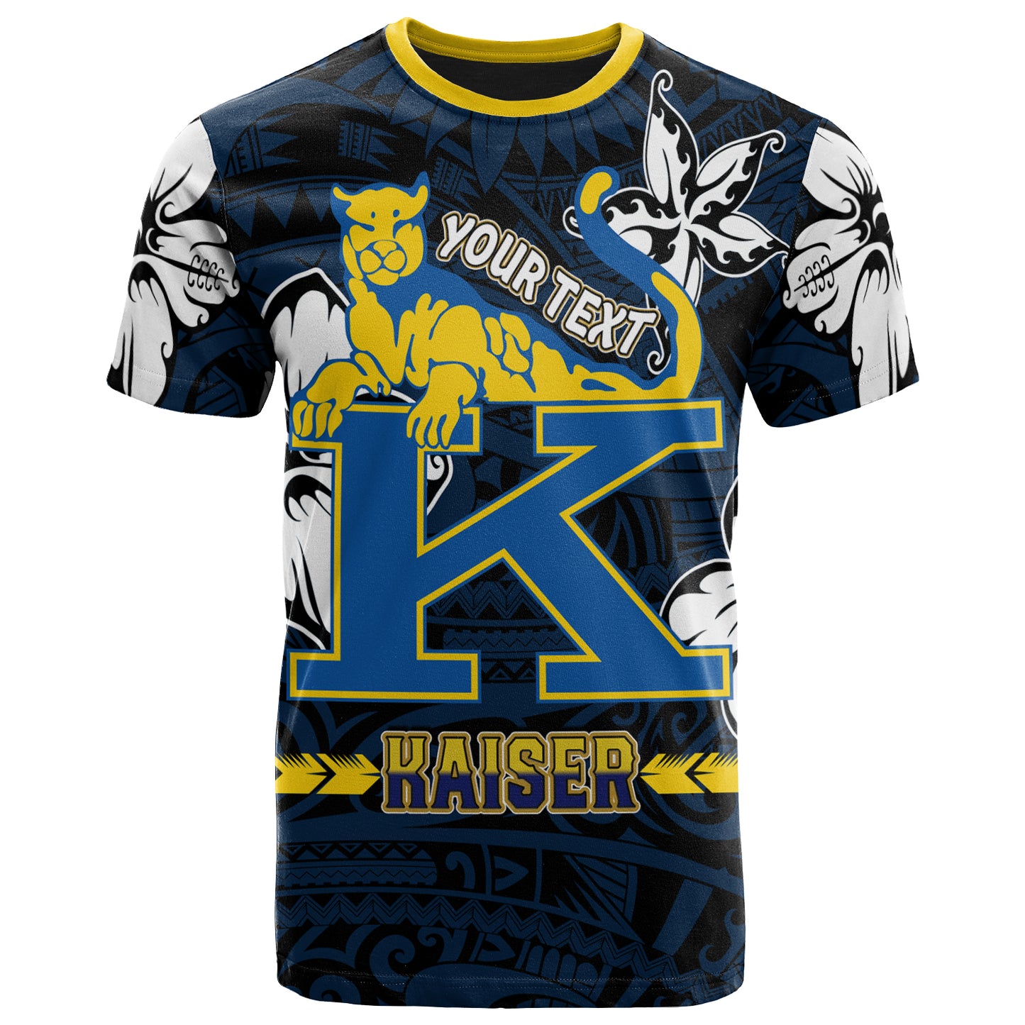 Hawaii Henry J. Kaiser High School Custom T- Shirt - Kaiser High School Polynesian With Floral Elements Pattern