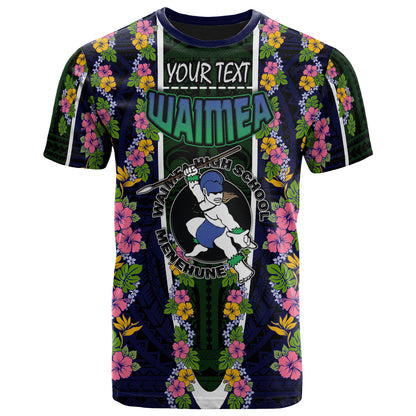 Hawaii Waimea High School Custom T- Shirt - Waimea High School Polynesian With Floral Pattern