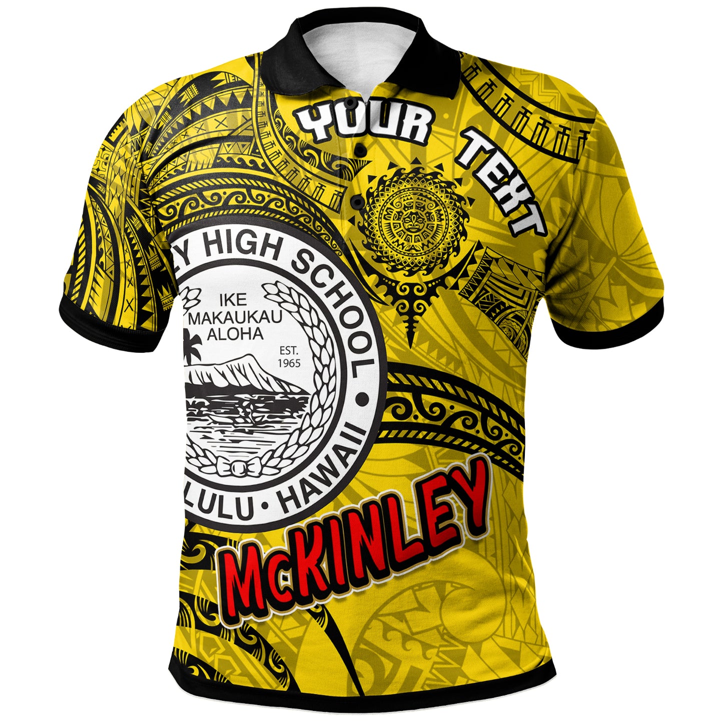 Hawaii President William McKinley High School Custom Polo Shirt - McKinley High School Polynesian Pattern