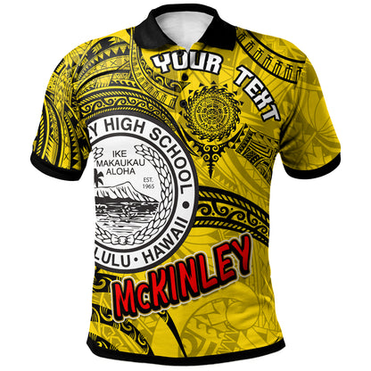 Hawaii President William McKinley High School Custom Polo Shirt - McKinley High School Polynesian Pattern