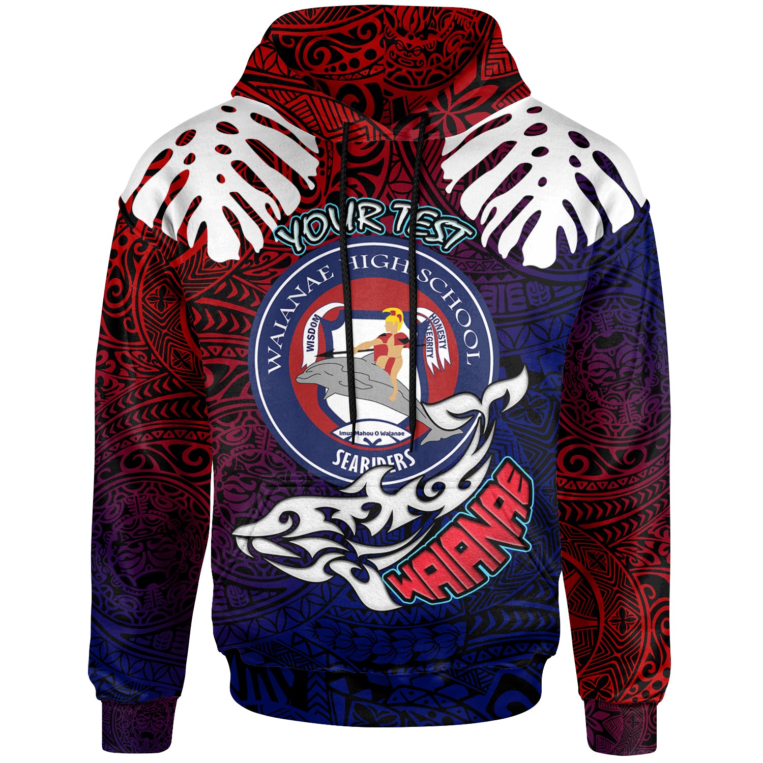 Hawaii Waianae High School Custom Hoodie - Waianae High School Polynesian Pattern