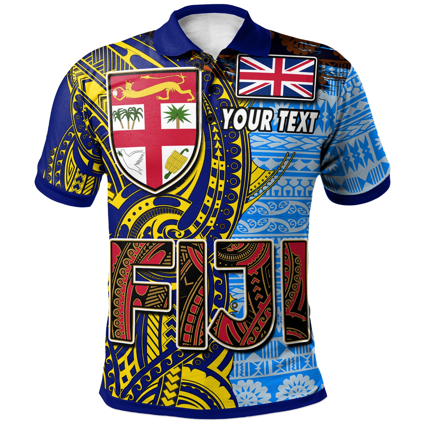Fiji Polynesian Polo Shirt - Custom Flag Fiji Independence Day with Tapa Polynesian Polo Shirt