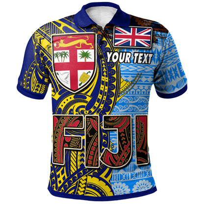 Fiji Polynesian Polo Shirt - Custom Flag Fiji Independence Day with Tapa Polynesian Polo Shirt