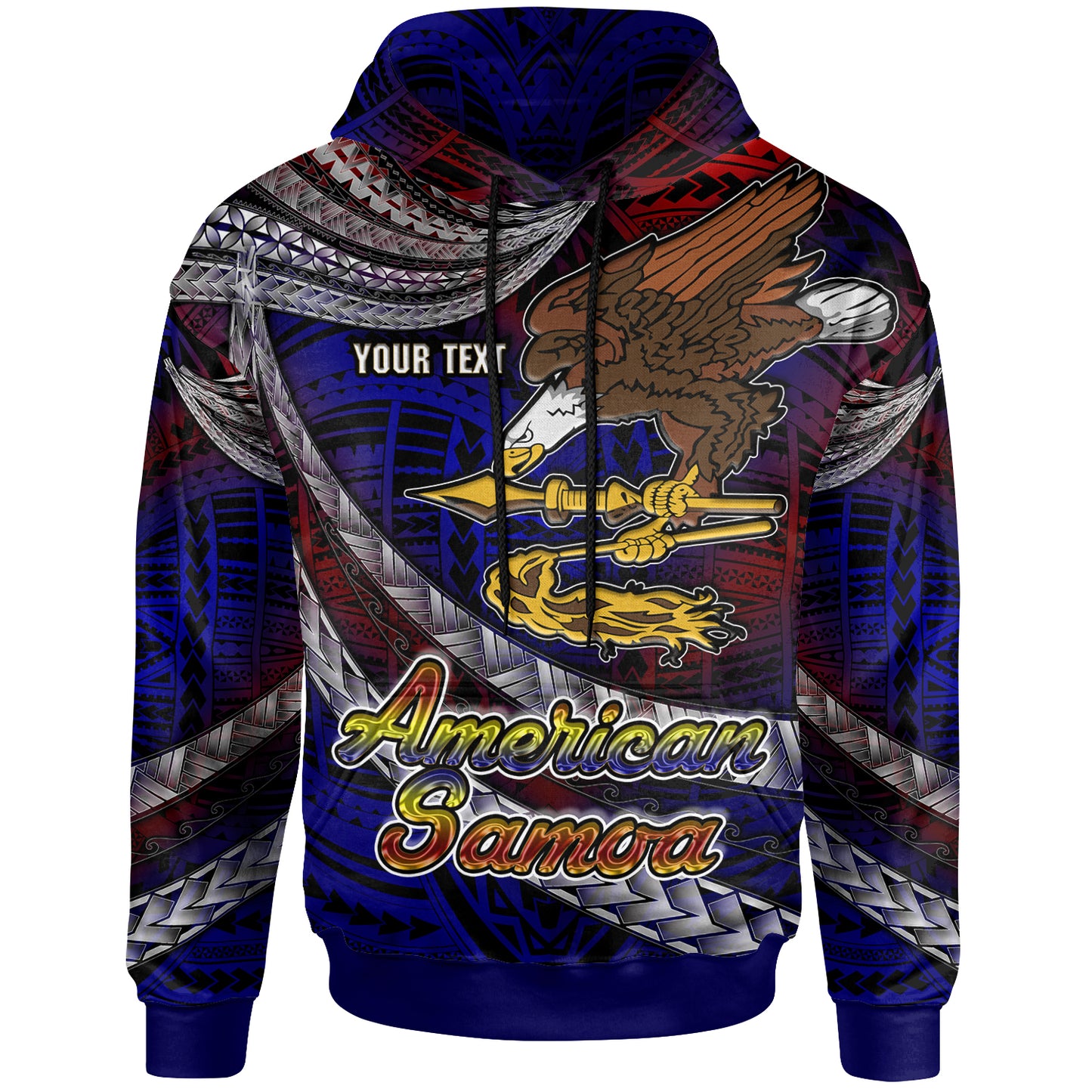 American Samoa Hoodie - Custom American Samoa Eagle With Polynesian Patterns Hoodie