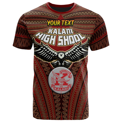 Hawaii Kalani High School Custom T- Shirt- Kalani High School Polynesian With Falcon Pattern