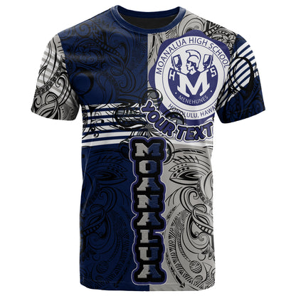 Hawaii Moanalua High School Custom T- Shirt - Moanalua High School Polynesian With Falcon Pattern