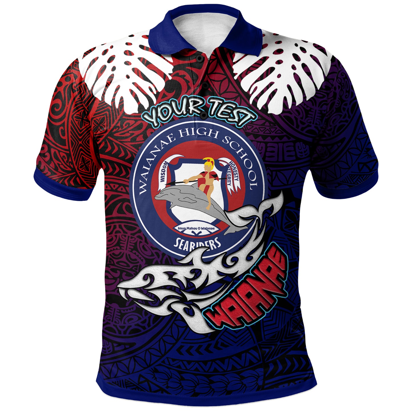Hawaii Waianae High School Custom Polo Shirt - Waianae High School Polynesian Pattern