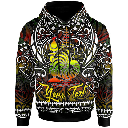 New Caledonia Hoodie - Custom New Caledonia Coat Of Arms Polynesian Pattern Hoodie