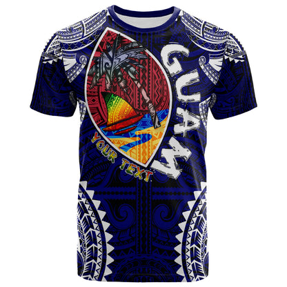 Guam T- Shirt - Custom Guam Independence Day '' Wish You A Very Happy Independence Day '' With Polynesian Patterns