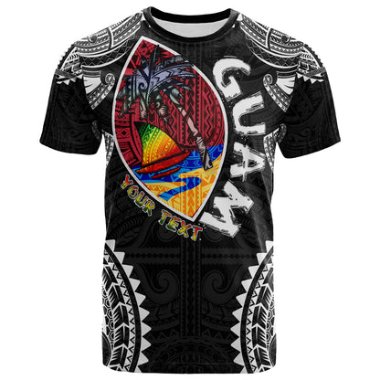 Guam T- Shirt - Custom Guam Independence Day '' Wish You A Very Happy Independence Day '' With Polynesian Patterns