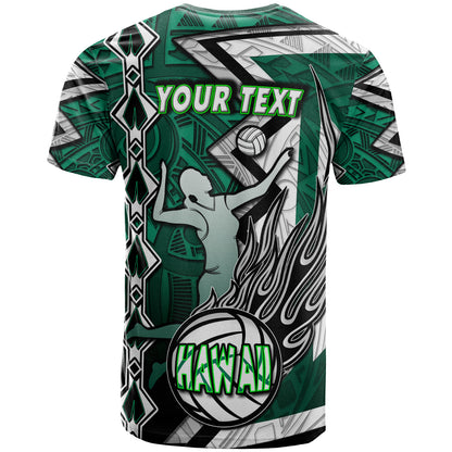 Hawaii Volleyball T-shirt - Custom Hawaii Volleyball Hibicus With Polynesian Patterns Custom Name And Number T-shirt