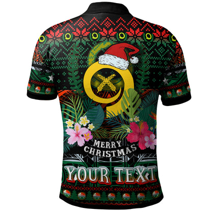 Penama Polynesian Christmas Polo Shirt - Custom Penama Vanuatu Coat of Arms Christmas Hat Polynesian Patterns Polo Shirt