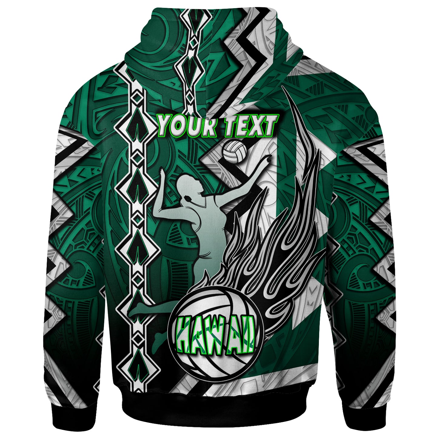 Hawaii Volleyball Hoodie - Custom Hawaii Volleyball Hibicus With Polynesian Patterns Custom Name And Number Hoodie